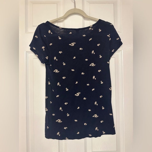 J.Crew Navy Floral Short Sleeve T-Shirt - Picture 4 of 4